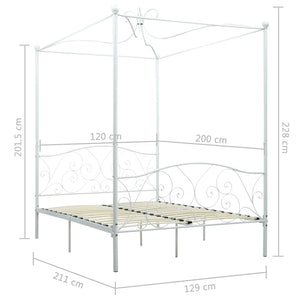 Himmelbett-Gestell Weiß Metall 120 x 200 cm