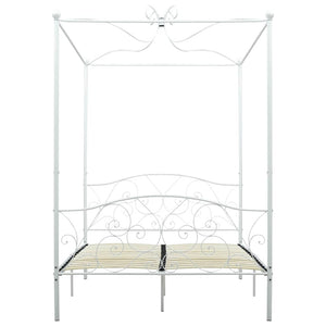 Himmelbett-Gestell Weiß Metall 140 x 200 cm
