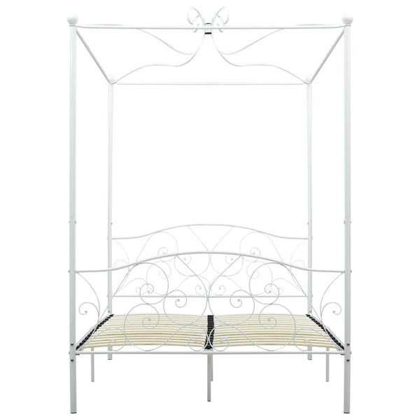 Himmelbett-Gestell Weiß Metall 140 x 200 cm