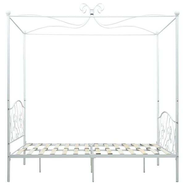Himmelbett-Gestell Weiß Metall 140 x 200 cm