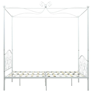 Himmelbett-Gestell Weiß Metall 140 x 200 cm