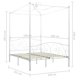 Himmelbett-Gestell Weiß Metall 140 x 200 cm