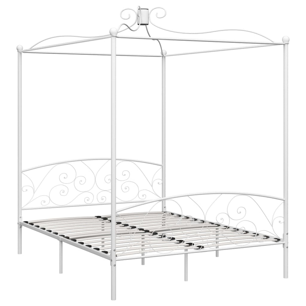 Himmelbett-Gestell Weiß Metall 160 x 200 cm