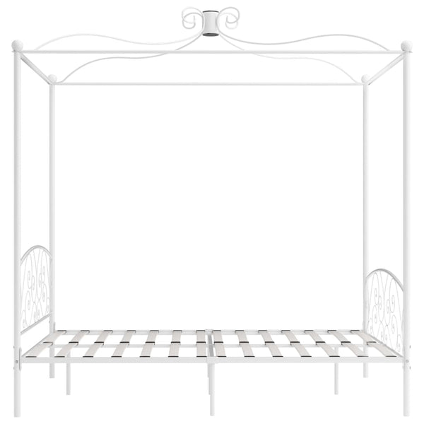Himmelbett-Gestell Weiß Metall 160 x 200 cm