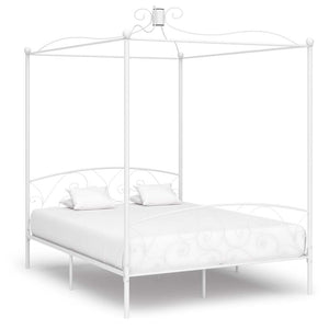Himmelbett-Gestell Weiß Metall 180 x 200 cm