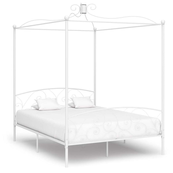 Himmelbett-Gestell Weiß Metall 180 x 200 cm