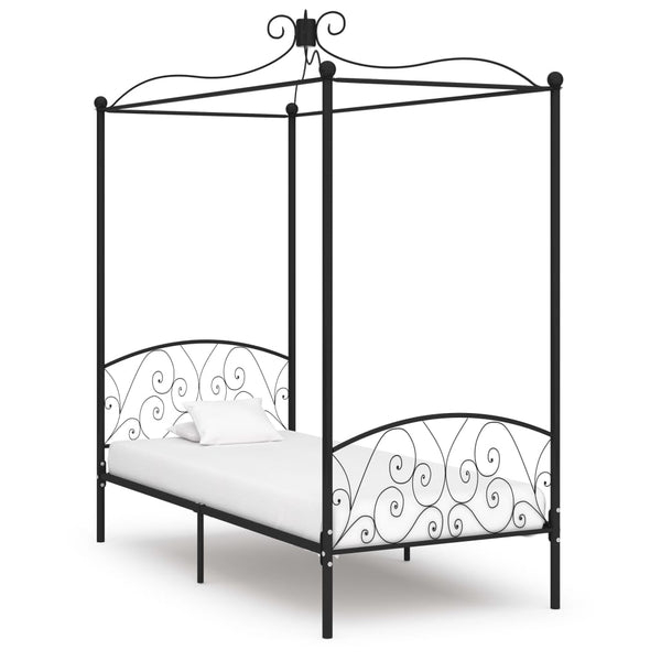 Himmelbett-Gestell Schwarz Metall 100 x 200 cm