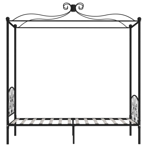 Cadre de lit à baldaquin vidaXL noir métal 100 x 200 cm