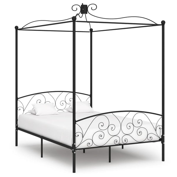 Himmelbett-Gestell Schwarz Metall 120 x 200 cm