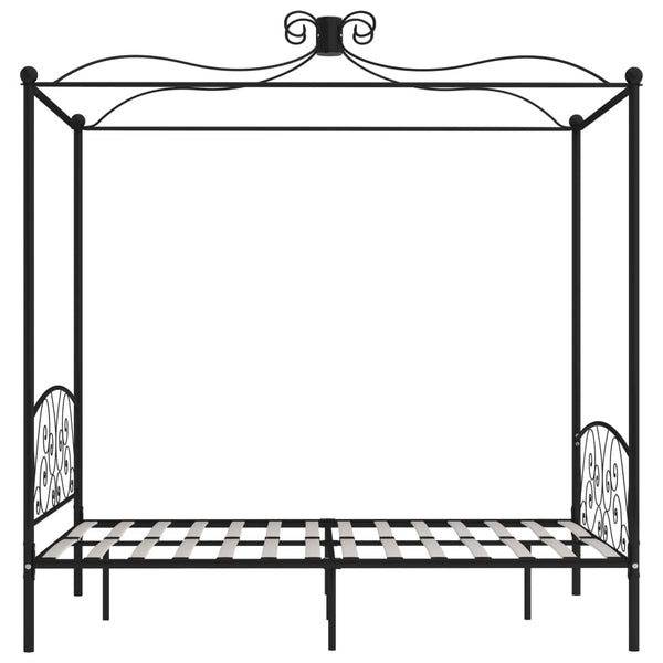 Himmelbett-Gestell Schwarz Metall 140 x 200 cm