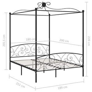 Himmelbett-Gestell Schwarz Metall 180 x 200 cm