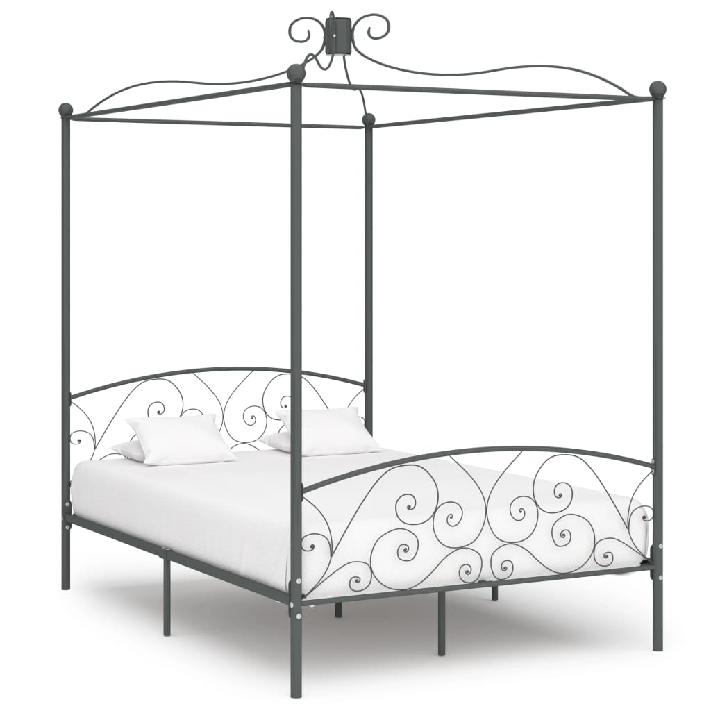 Himmelbett-Gestell Grau Metall 120 x 200 cm