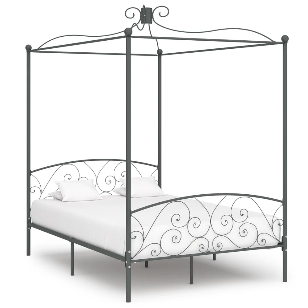 Himmelbett-Gestell Grau Metall 120 x 200 cm