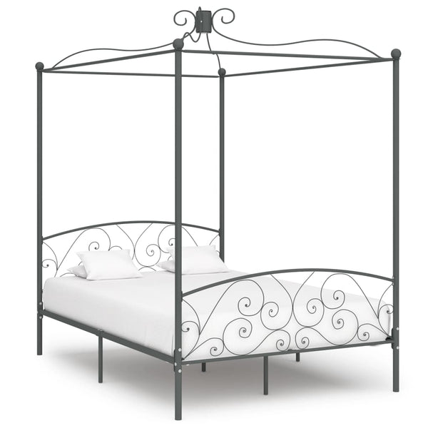 Himmelbett-Gestell Grau Metall 120 x 200 cm