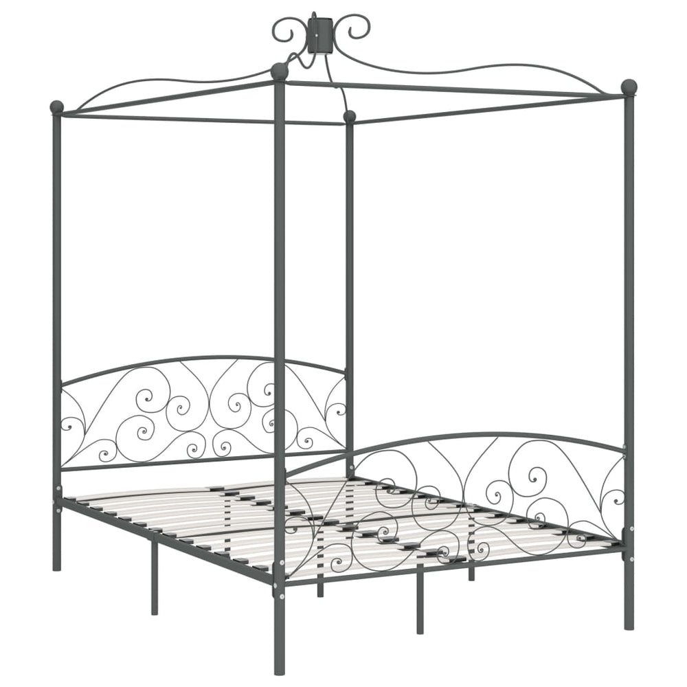 Himmelbett-Gestell Grau Metall 120 x 200 cm