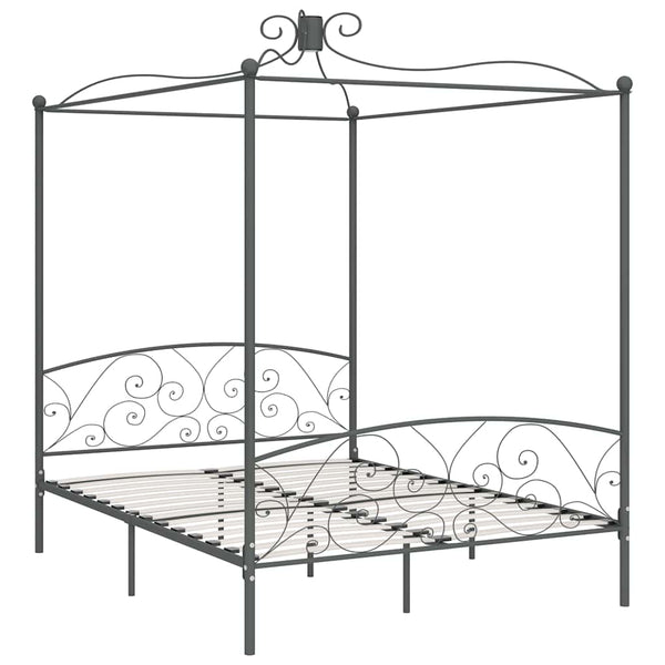 Himmelbett-Gestell Grau Metall 180 x 200 cm