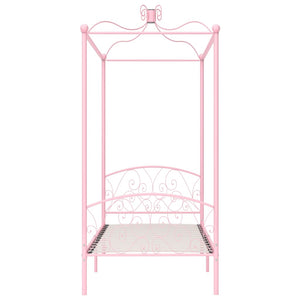 vidaXL Cadre de lit à baldaquin rose en métal 90 x 200 cm