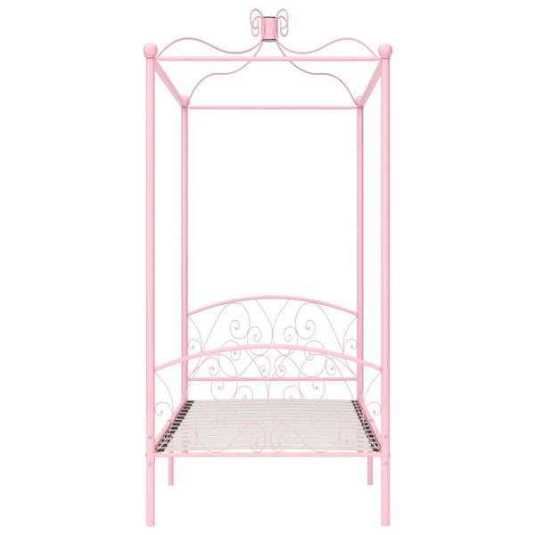 vidaXL Cadre de lit à baldaquin rose en métal 90 x 200 cm