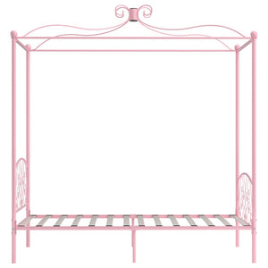 vidaXL Cadre de lit à baldaquin rose en métal 90 x 200 cm
