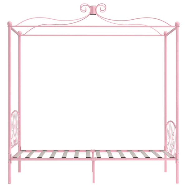 vidaXL Cadre de lit à baldaquin rose en métal 90 x 200 cm