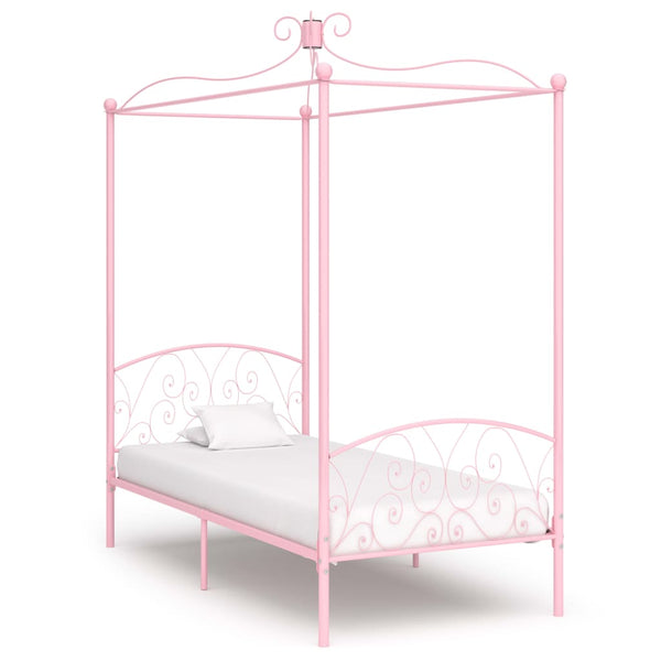 vidaXL Cadre de lit à baldaquin rose métal 100 x 200 cm