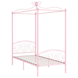 vidaXL Cadre de lit à baldaquin rose métal 100 x 200 cm