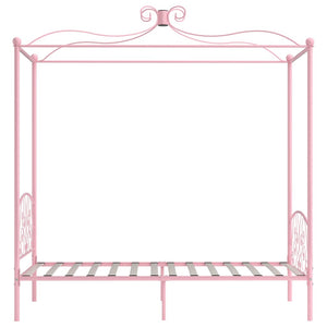 vidaXL Cadre de lit à baldaquin rose métal 100 x 200 cm