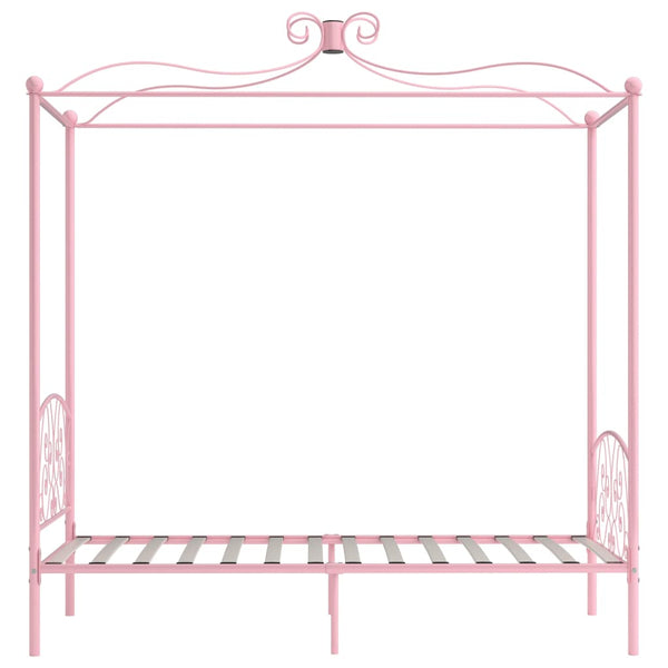 vidaXL Cadre de lit à baldaquin rose métal 100 x 200 cm