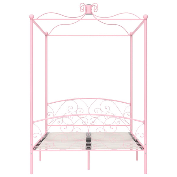 Himmelbett-Gestell Rosa Metall 140 x 200 cm
