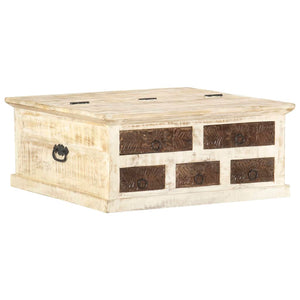 Couchtisch Weiß 68×68×30 cm Massivholz Mango