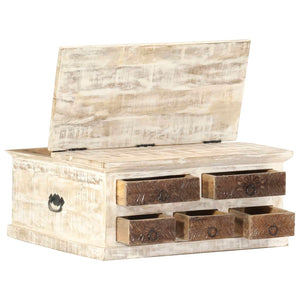 Couchtisch Weiß 68×68×30 cm Massivholz Mango