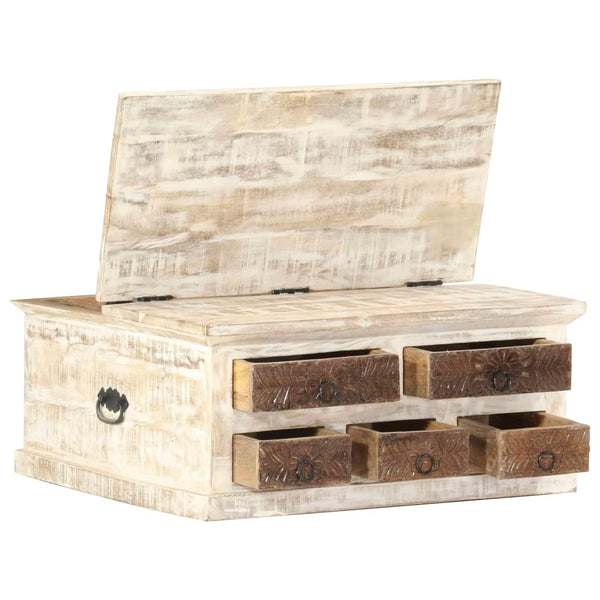Couchtisch Weiß 68×68×30 cm Massivholz Mango