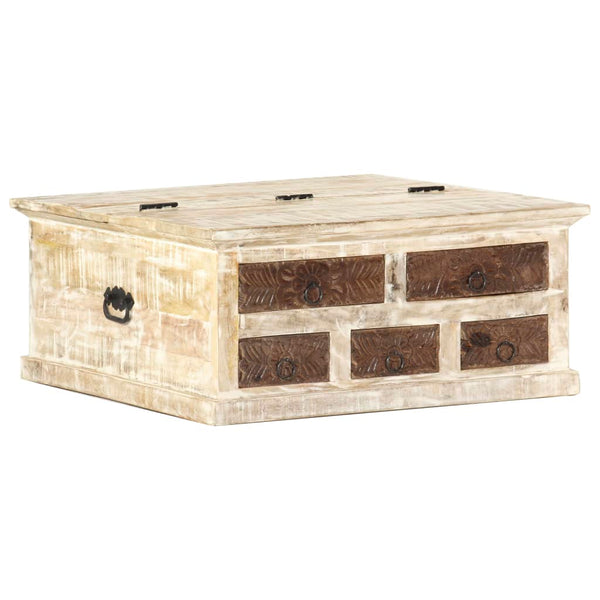 Couchtisch Weiß 68×68×30 cm Massivholz Mango