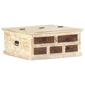 Couchtisch Weiß 68×68×30 cm Massivholz Mango