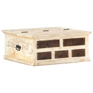 Couchtisch Weiß 68×68×30 cm Massivholz Mango