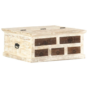 Couchtisch Weiß 68×68×30 cm Massivholz Mango