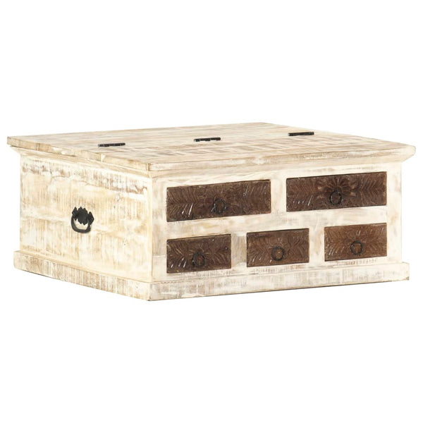 Couchtisch Weiß 68×68×30 cm Massivholz Mango
