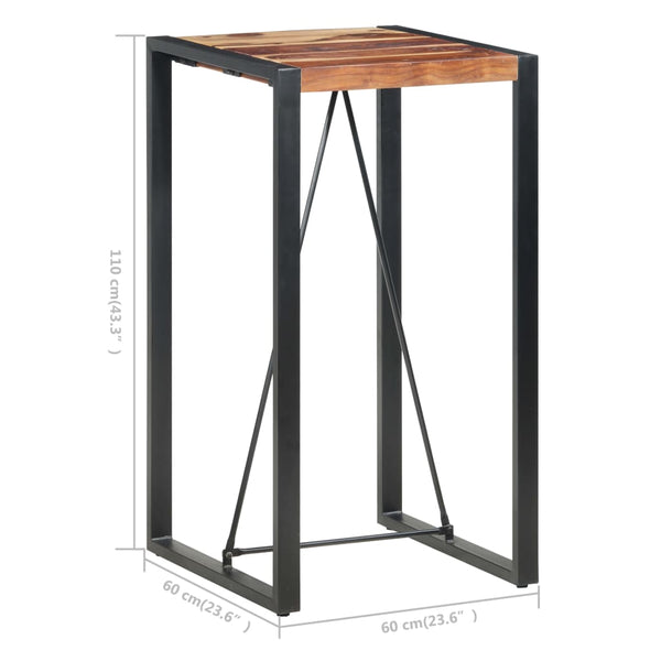 Bartisch 60 x 60 x 110 cm Massivholz Akazie