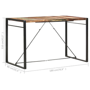 Bartisch 180 x 90 x 110 cm Recyceltes Massivholz