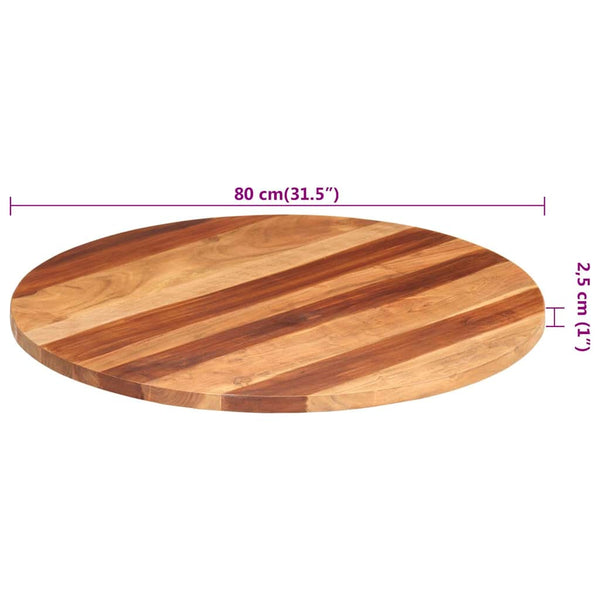 Tischplatte Massivholz Akazie Rund 25-27 mm 80 cm