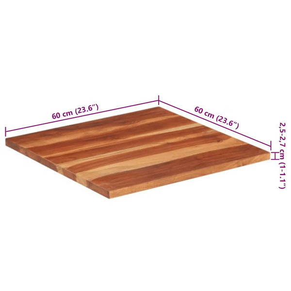 Tischplatte Massivholz Akazie 25-27 mm 60x60 cm