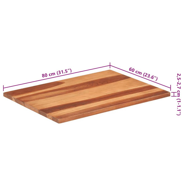 Tischplatte Massivholz Palisander 25-27 mm 60×80 cm