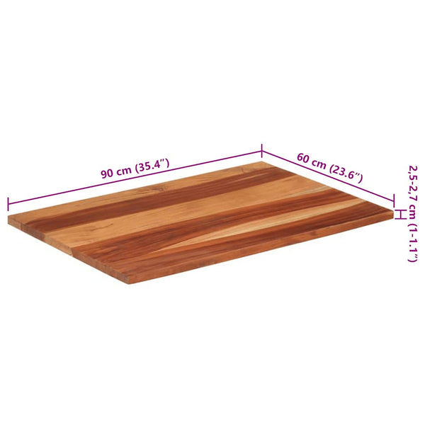Tischplatte Massivholz Palisander 25-27 mm 60×90 cm