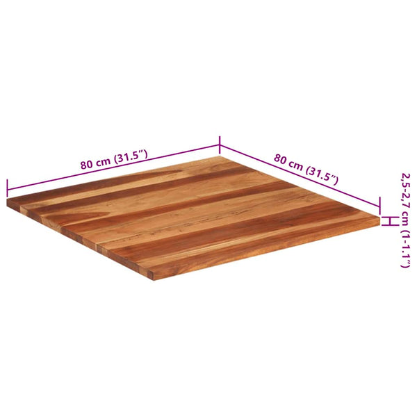 Tischplatte Massivholz Palisander 25-27 mm 80×80 cm