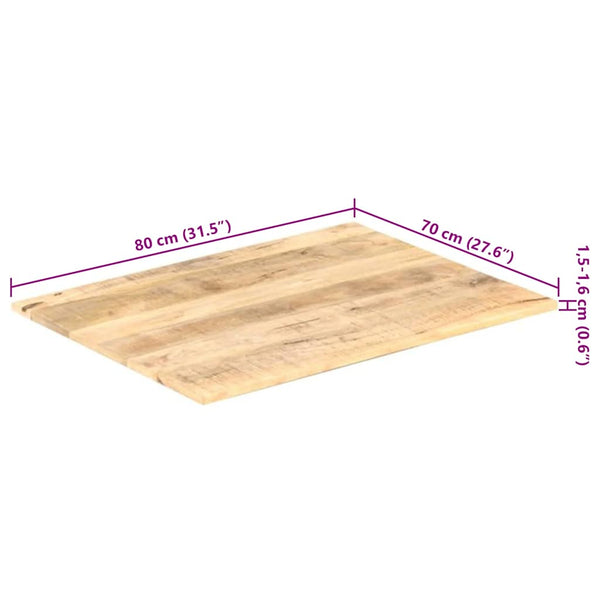 Tischplatte Massivholz Mango 15-16 mm 80x70 cm