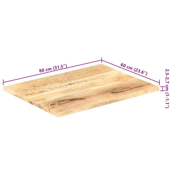 Tischplatte Massivholz Mango 25-27 mm 80x60 cm