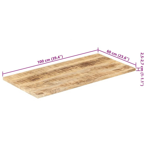 Tischplatte Massivholz Mango 25-27 mm 100x60 cm