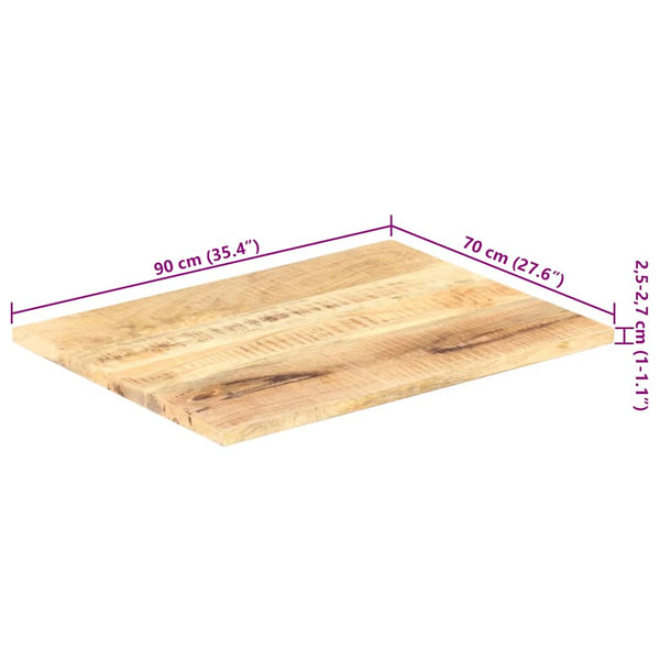 Tischplatte Massivholz Mango 25-27 mm 90x70 cm
