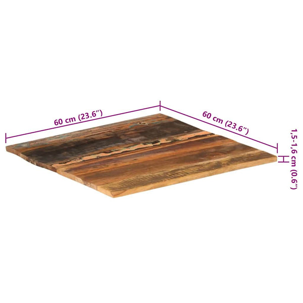 Tischplatte Quadratisch 60x60 cm 15-16 mm Altholz Massiv
