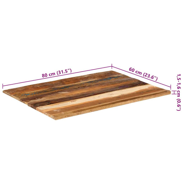 Tischplatte Rechteckig 60x80 cm 15-16 mm Altholz Massiv